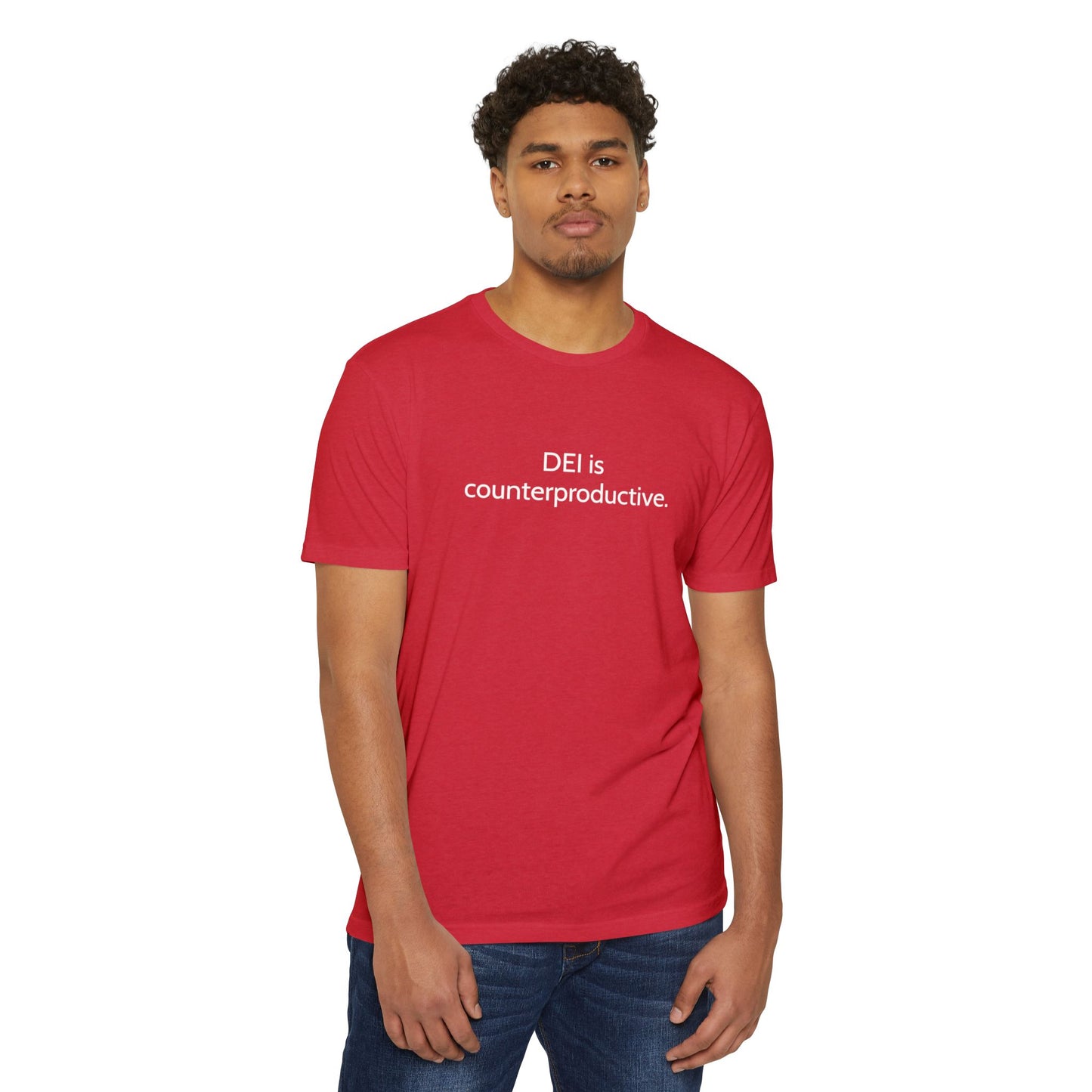 Unisex CVC Jersey T-shirt - DEI is Counterproductive Statement Tee